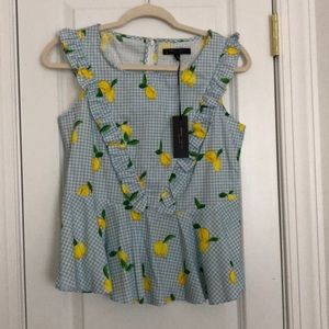 Lemon Print Ruffle Top